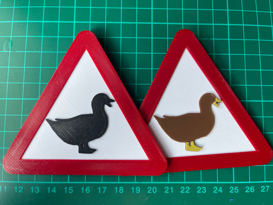 Multicoloured Duck Caution Warning Sign