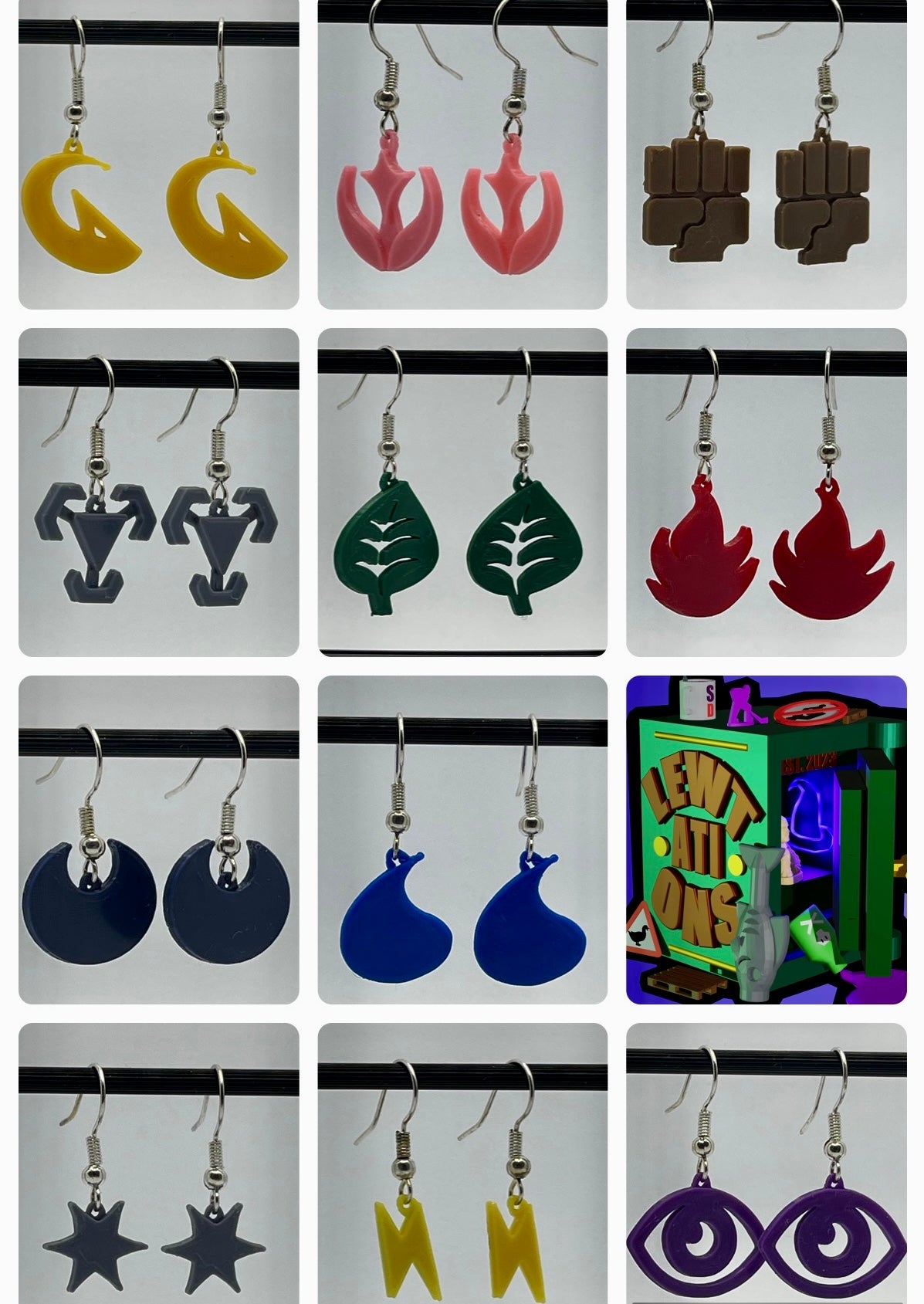 Pokémon Types Themed Dangle Earrings